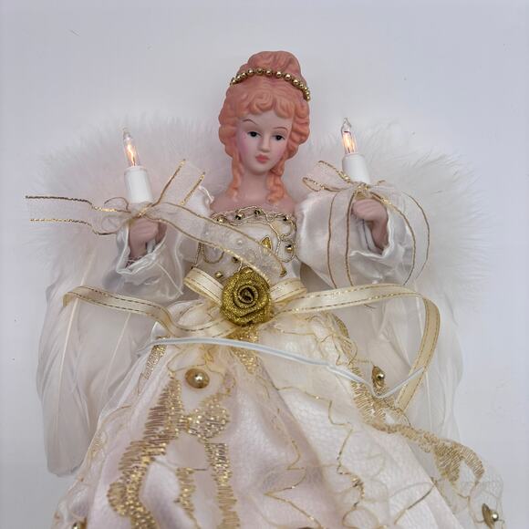 Kurt S. Adler 12" 10-Light Ivory & Gold Angel Christmas Treetop with Box Works - Picture 7 of 16